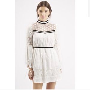 Topshop White Crochet Velvet Dress 6